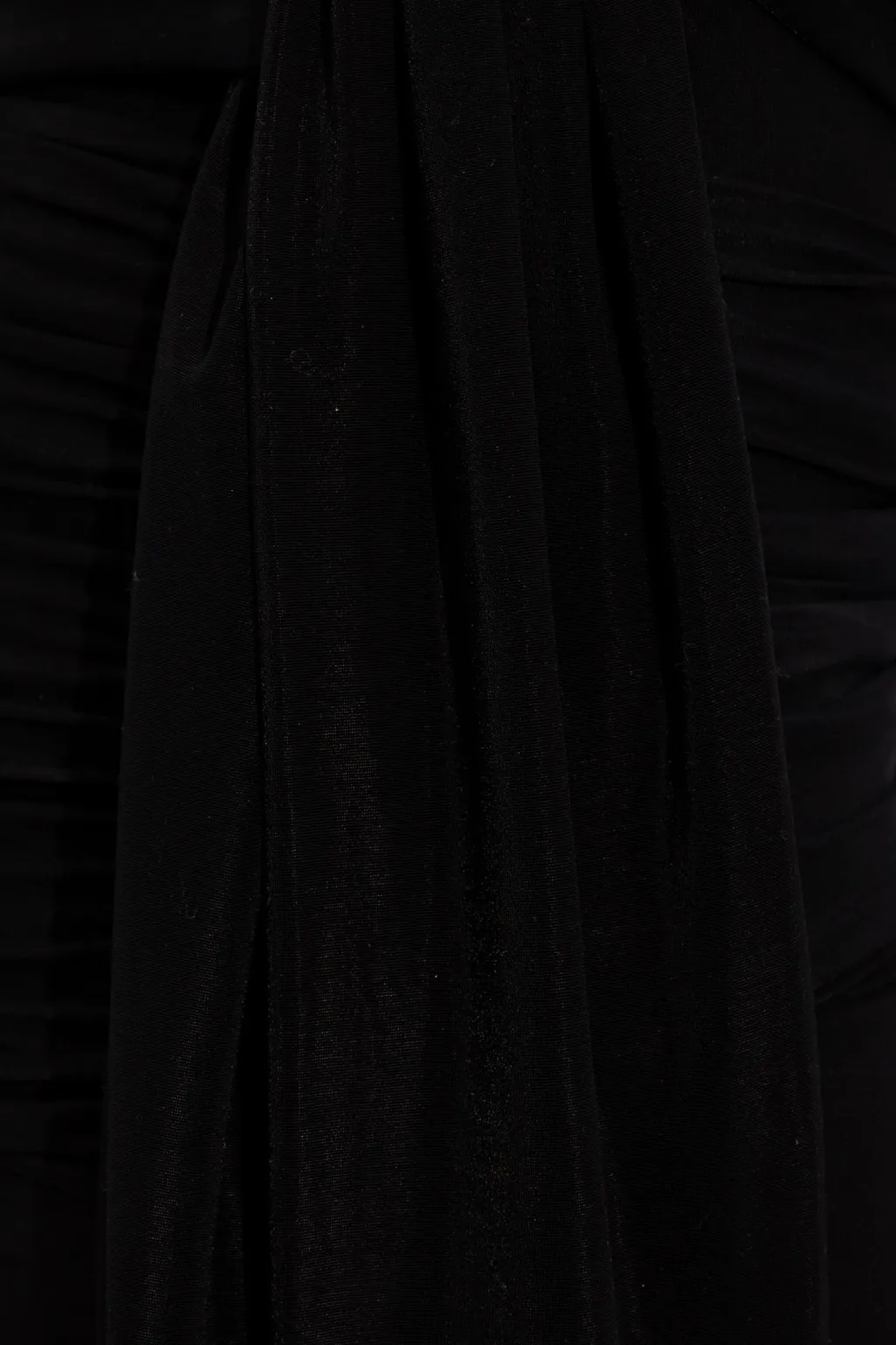 Semi-Sheer Draped-Detail Midi Dress