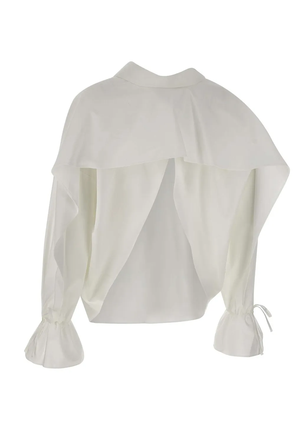 Tied-Cuff Polo-Neck Poplin Blouse