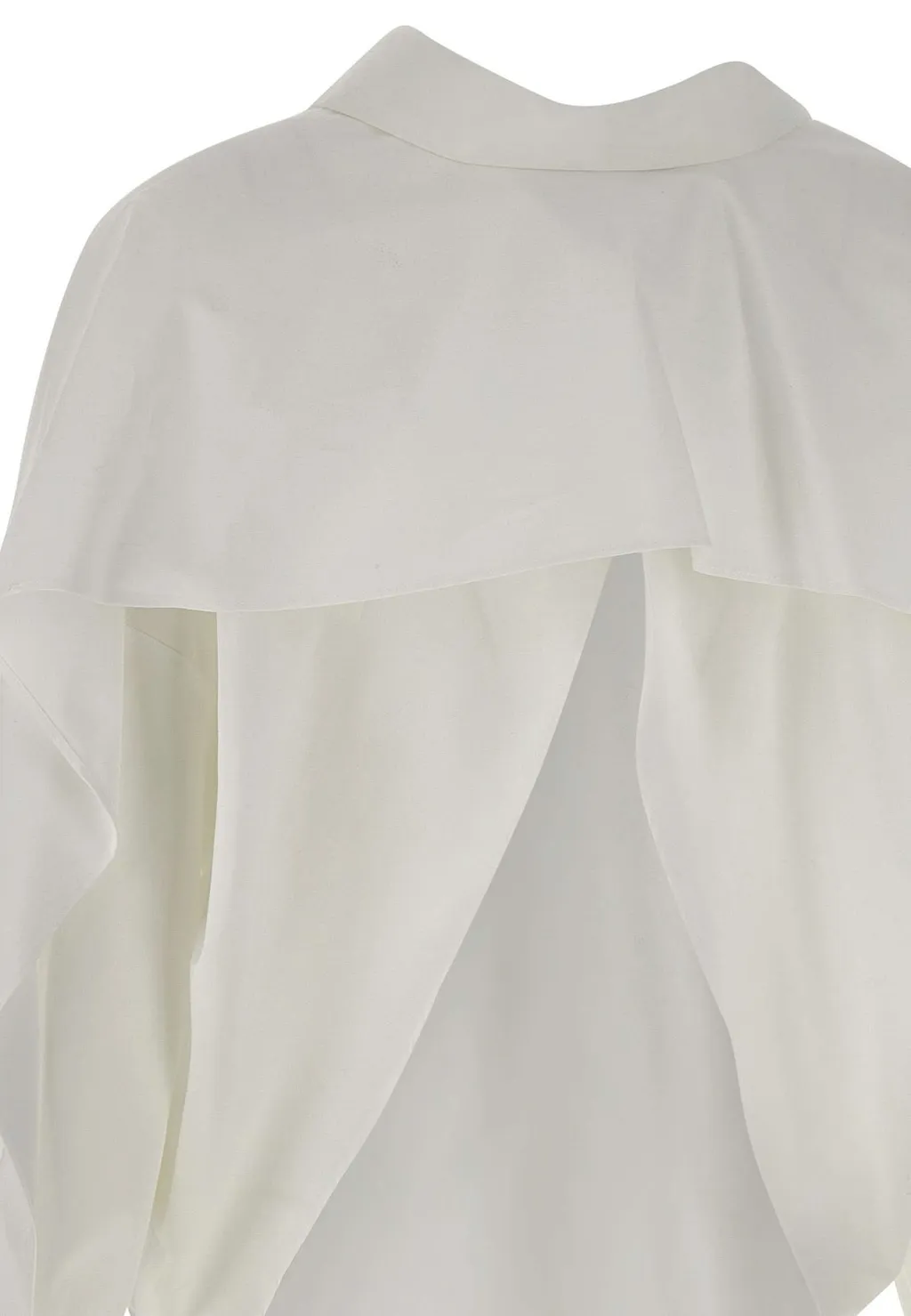 Tied-Cuff Polo-Neck Poplin Blouse