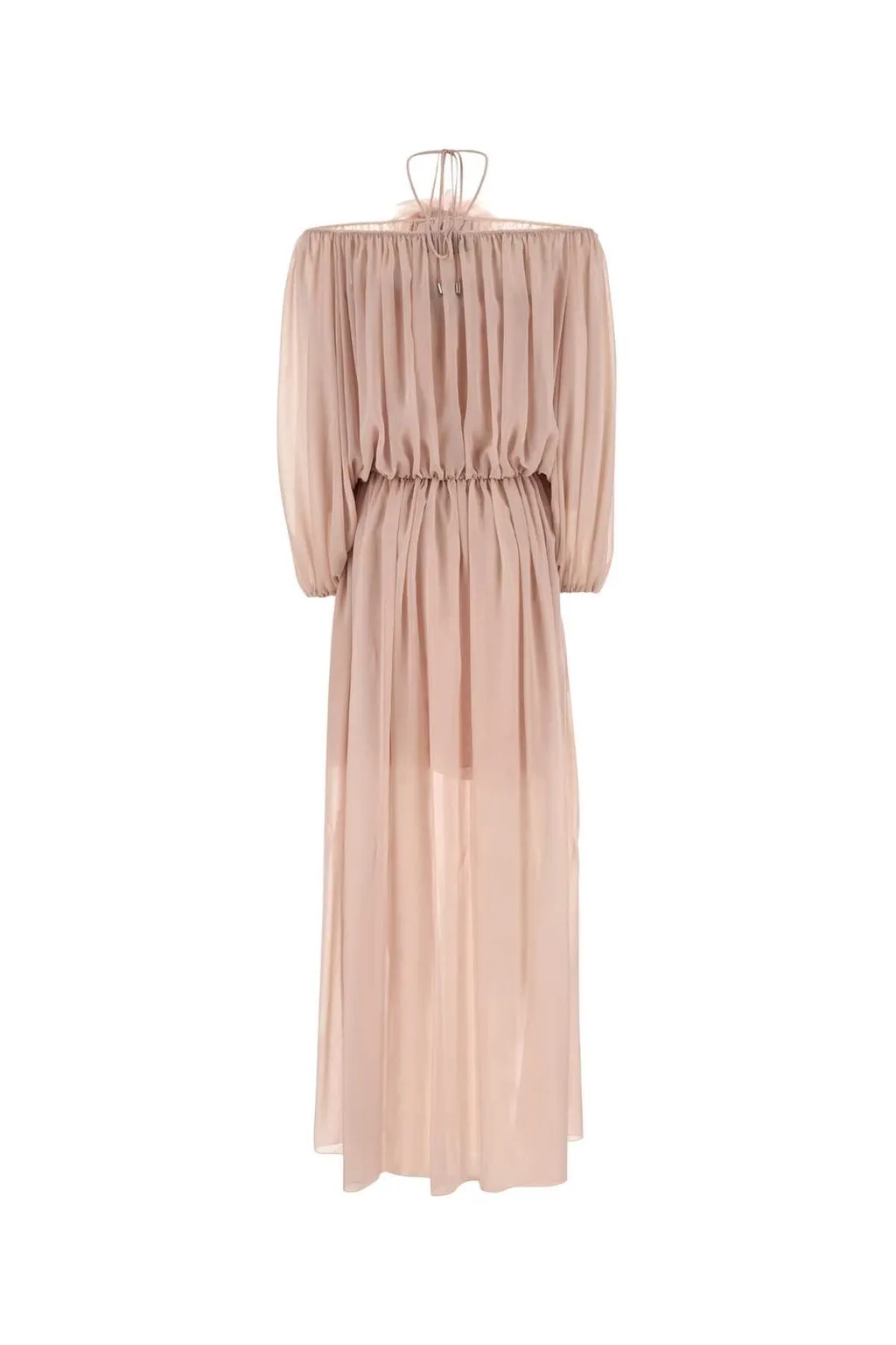 Off-Shoulder Floral-Brooch Maxi Dress