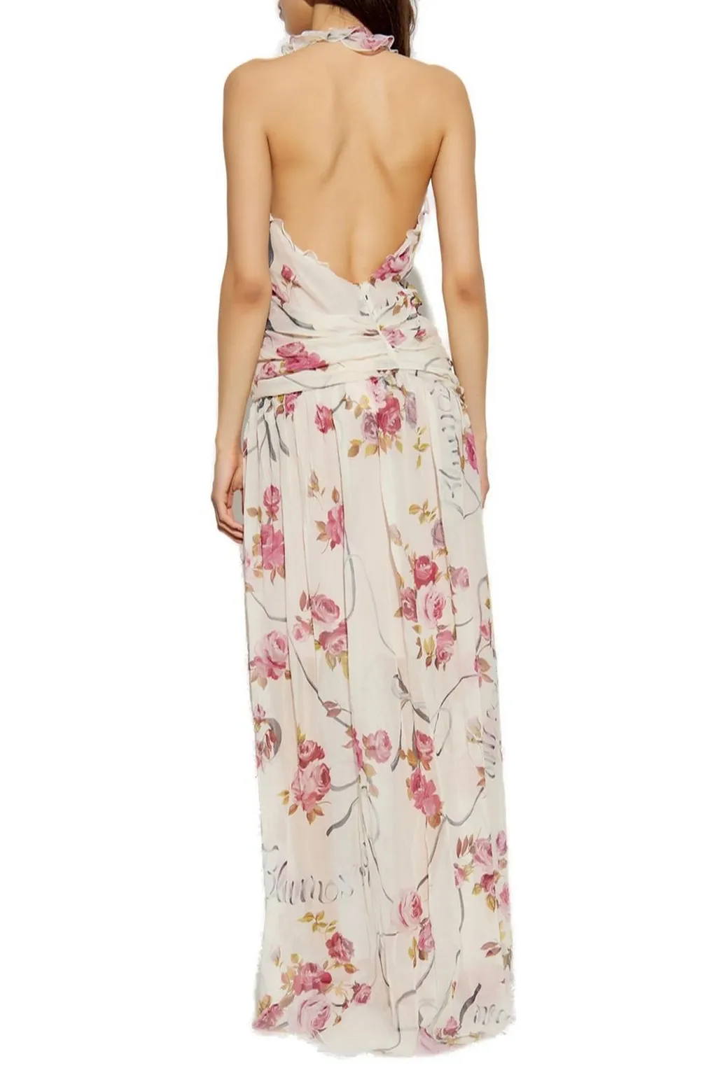 Ruffled Rose Decorated One-Shoulder Dress