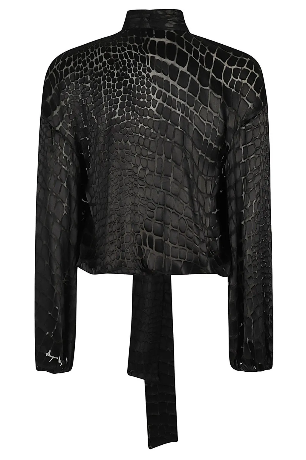 Printed Devore Criss-Cross Blouse