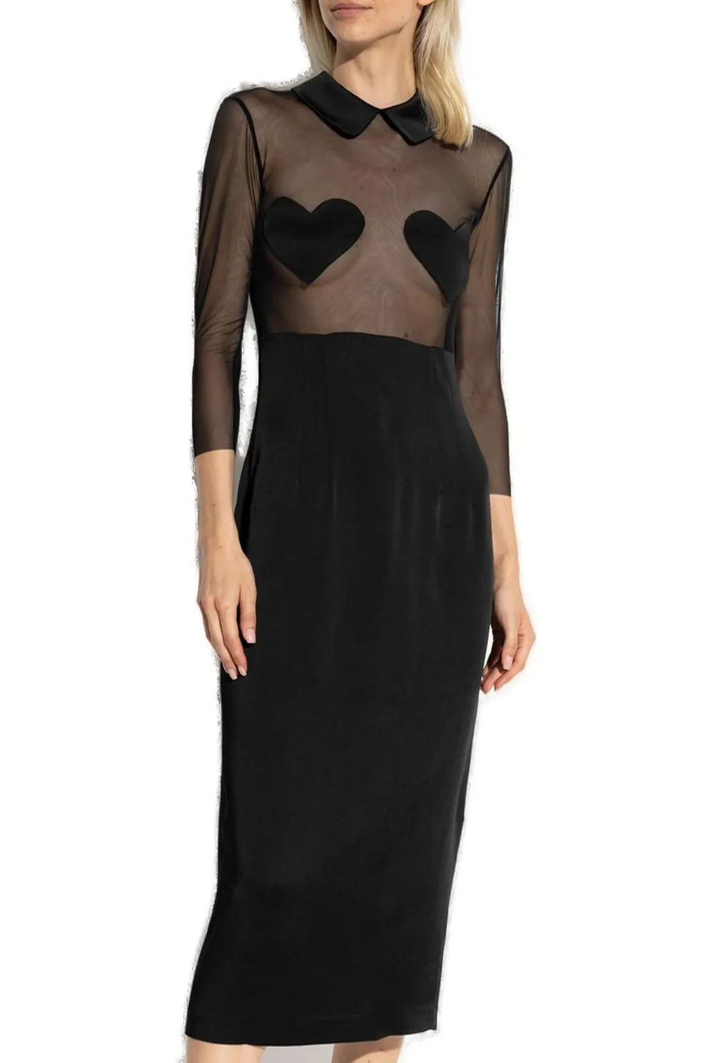 Heart-Patch Satin Midi Dress