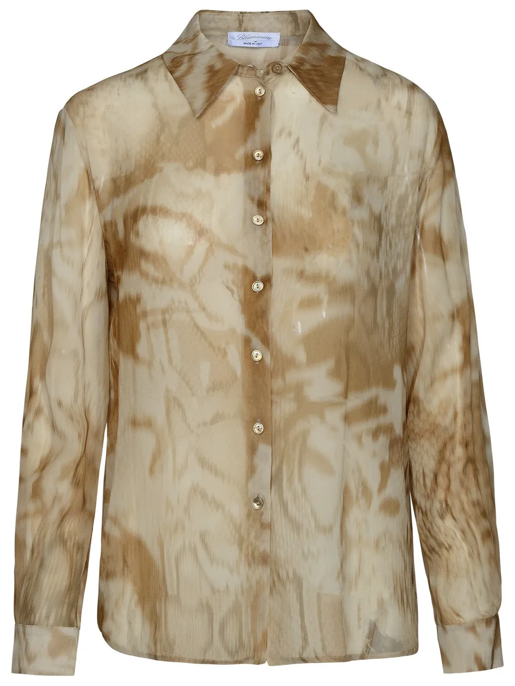 Patterned Button-Up Blouse