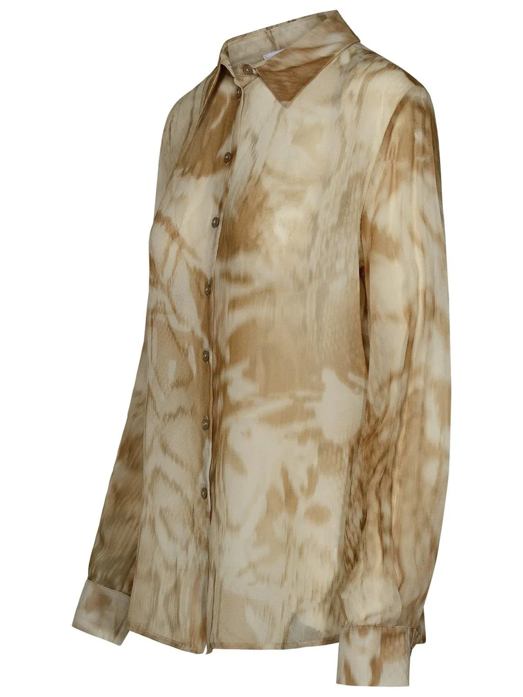 Patterned Button-Up Blouse