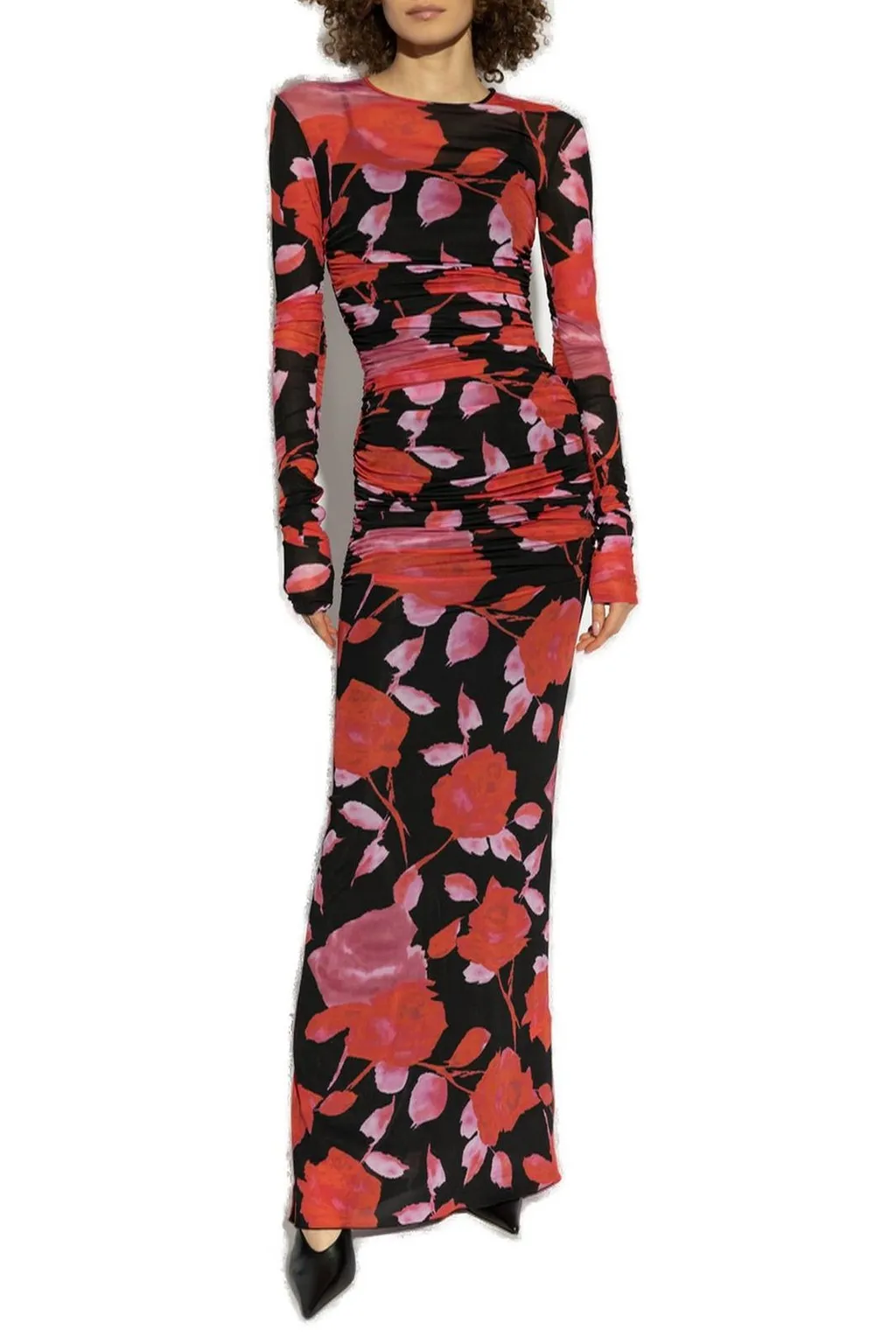 Floral Printed Ruched Maxi Dress
