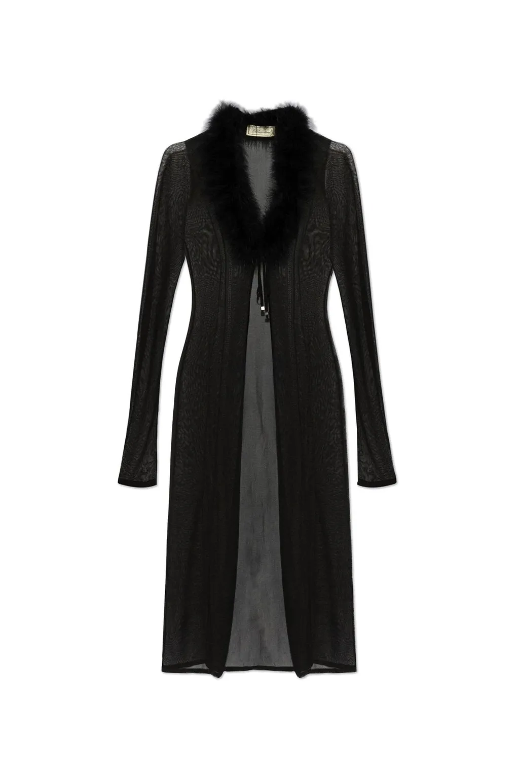 Feather-Trim Sheer Coat