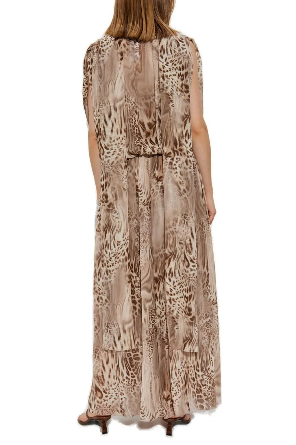 Animal Printed V-Neck Maxi Dress