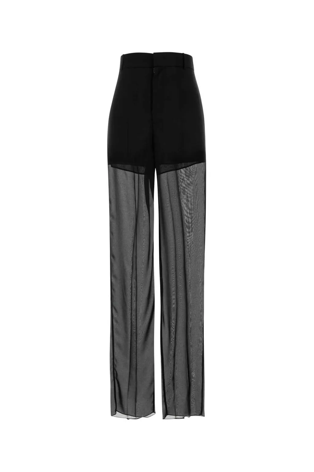 Semi-Sheer Straight-Leg Trousers