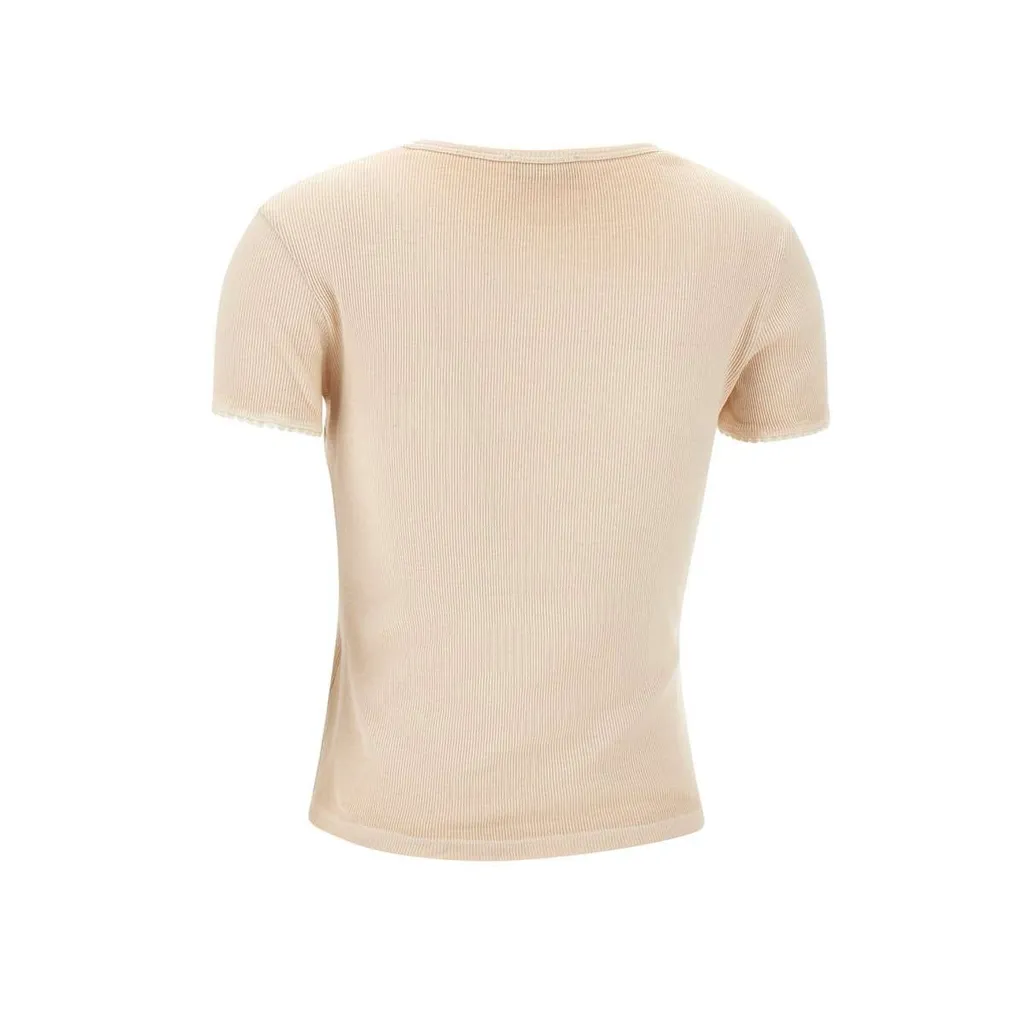 Logo Embellished Ribbed T-Shirt