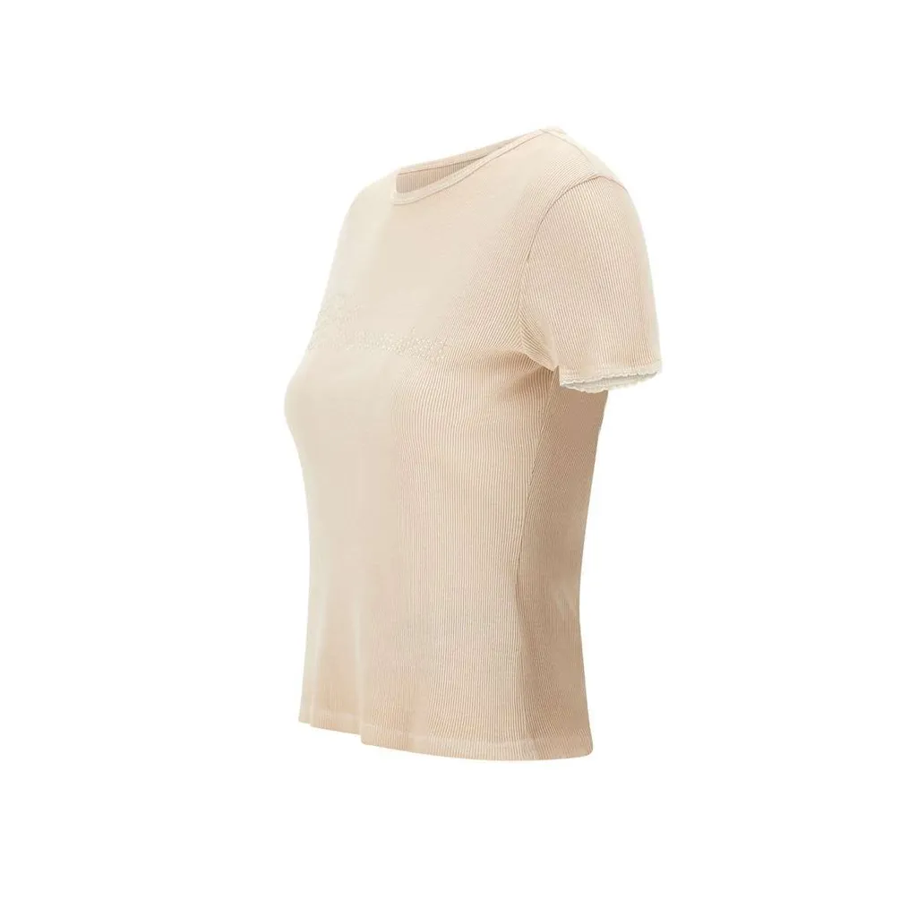 Logo Embellished Ribbed T-Shirt