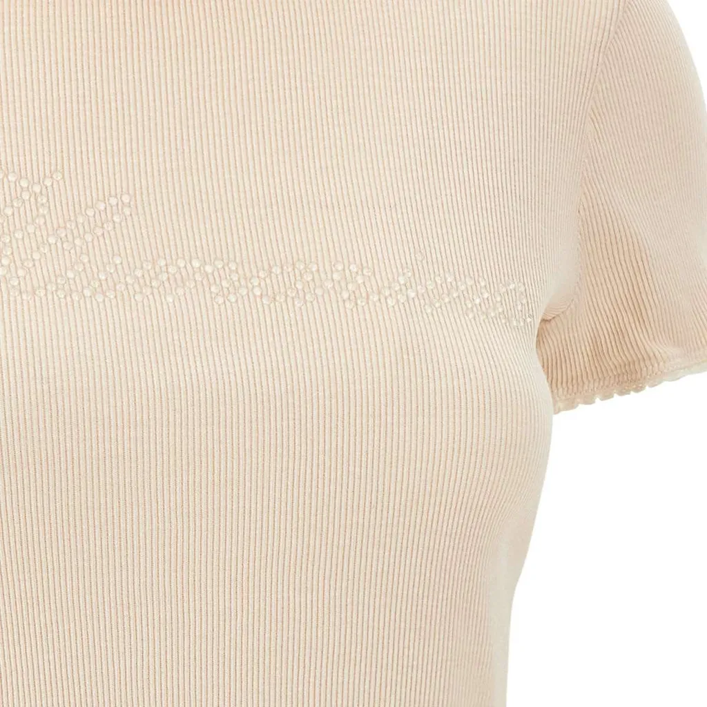 Logo Embellished Ribbed T-Shirt