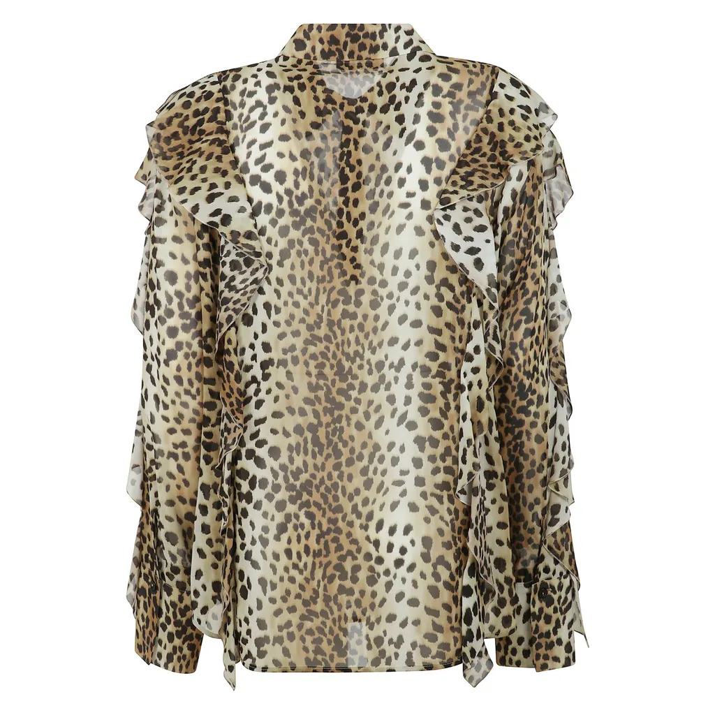Leopard Printed Ruffled Georgette Shirt