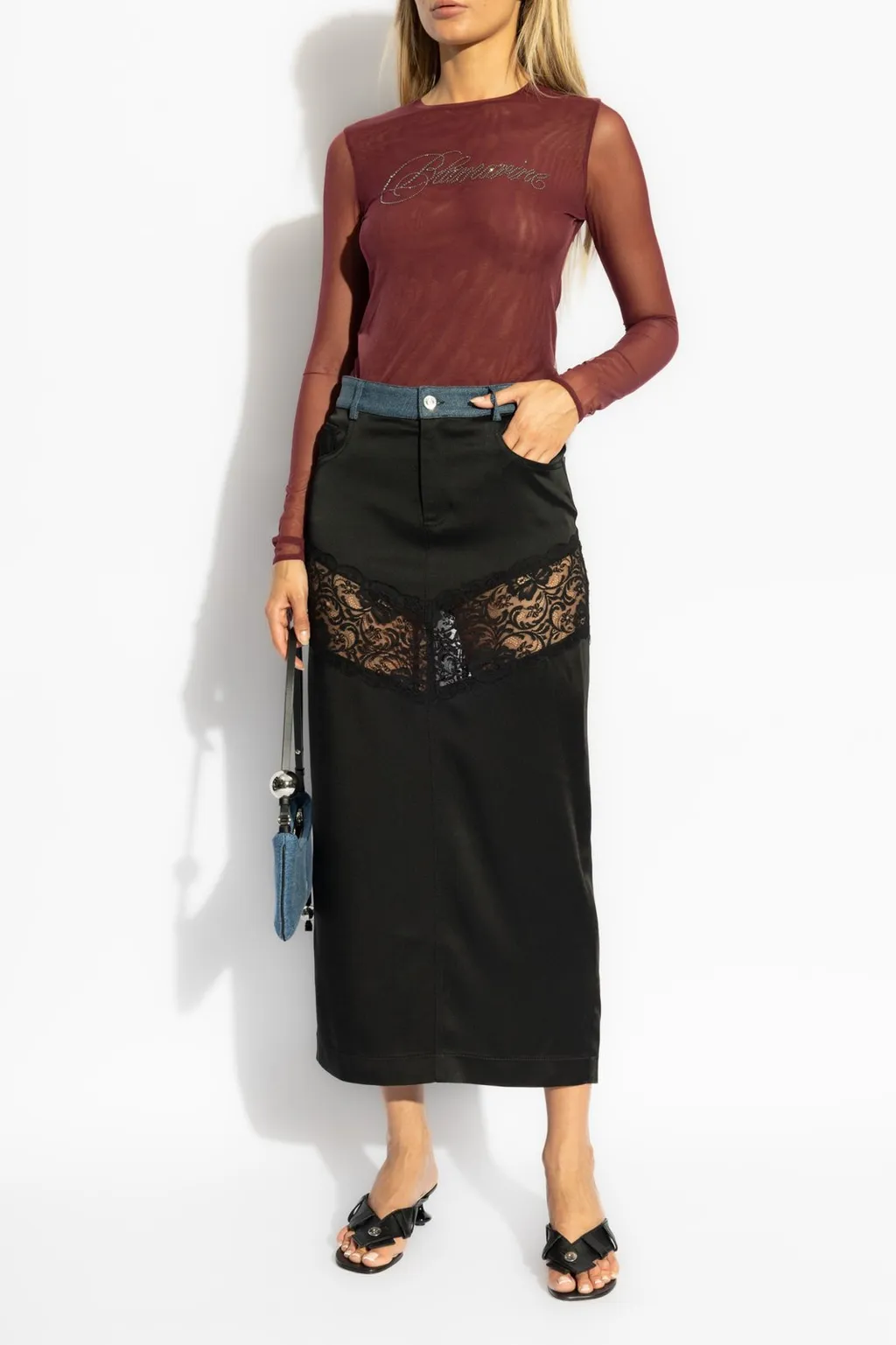 Lace Detail Midi Skirt