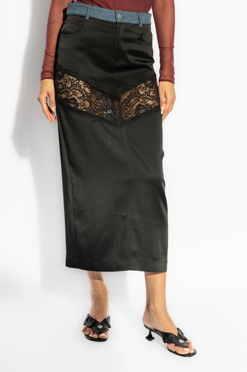 Lace Detail Midi Skirt