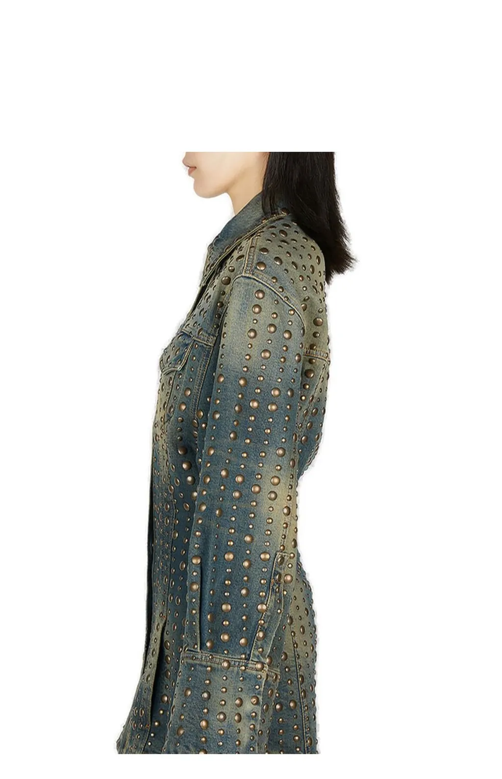 Studded Distressed Denim Jacket