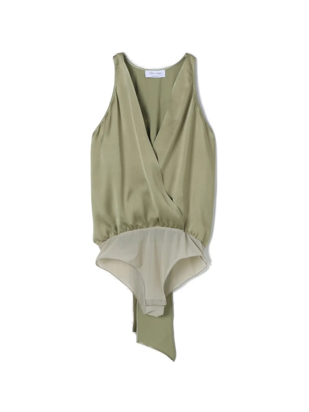 Plunging V-Neck Open Back Satin Bodysuit