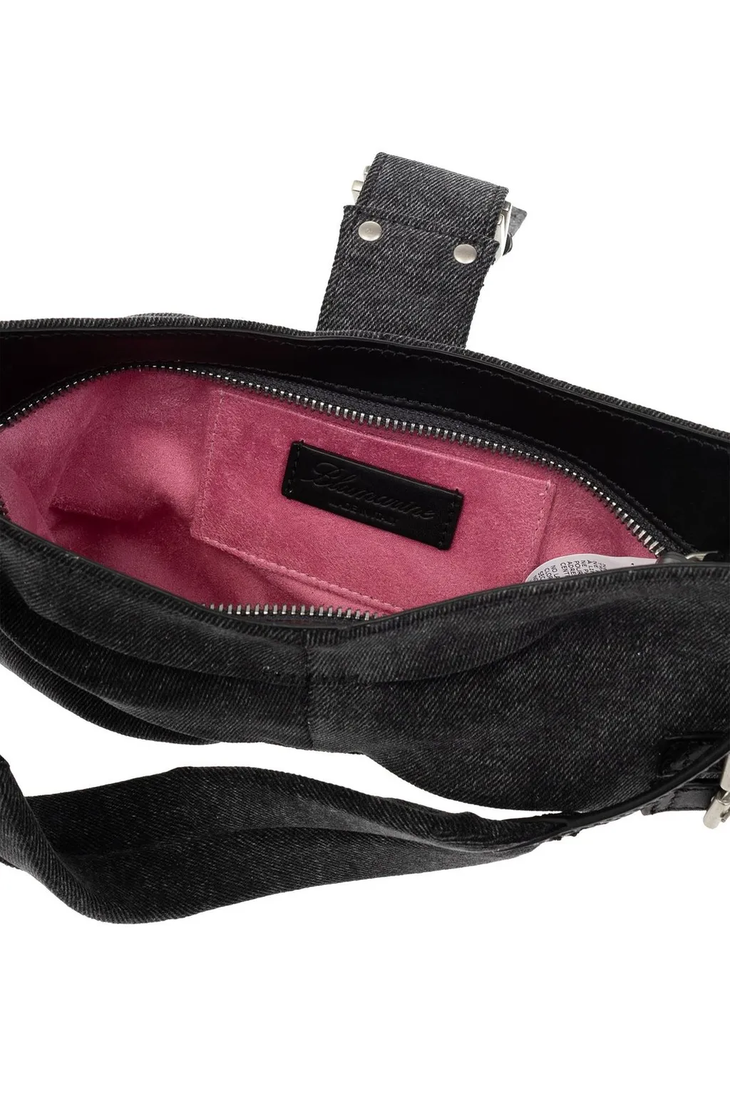 Large Butterfly Buckle-Detailed Denim Shoulder Bag
