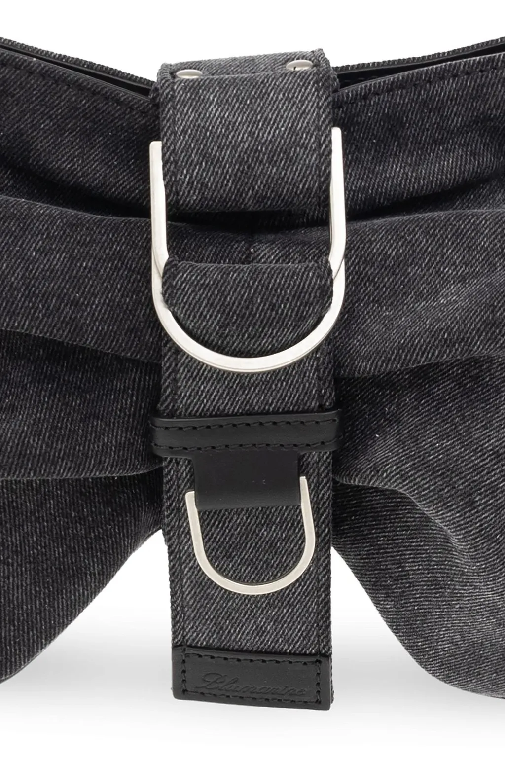 Large Butterfly Buckle-Detailed Denim Shoulder Bag