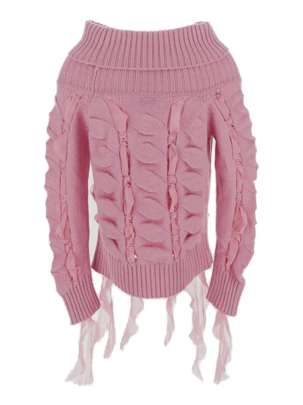 Ruffled Off-Shoulder Knitted Top