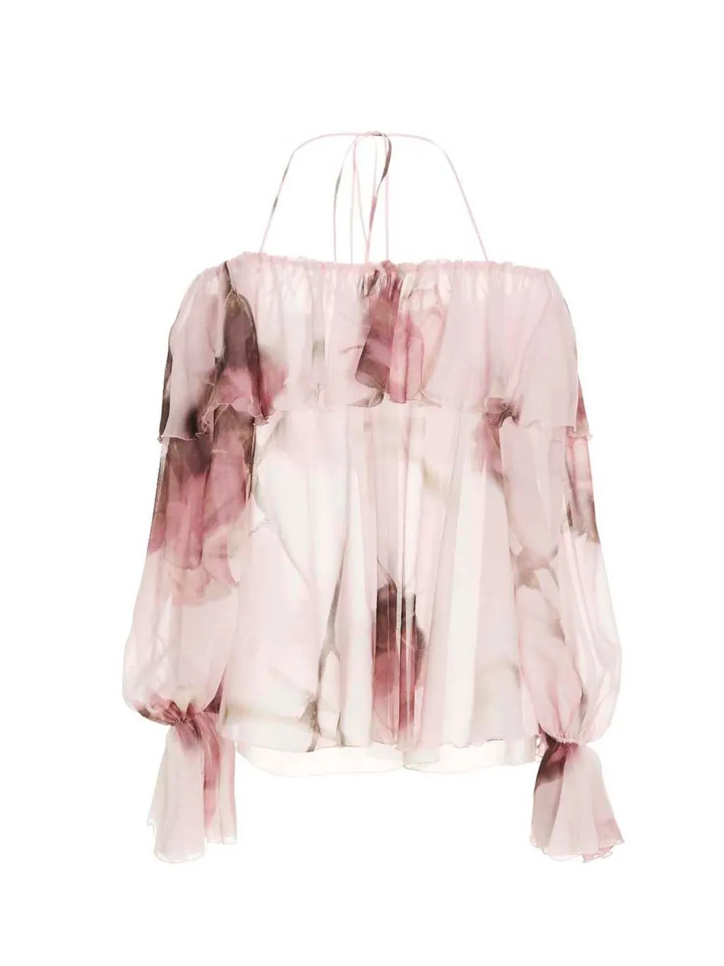 Floral Print Off-Shoulder Ruffled Top