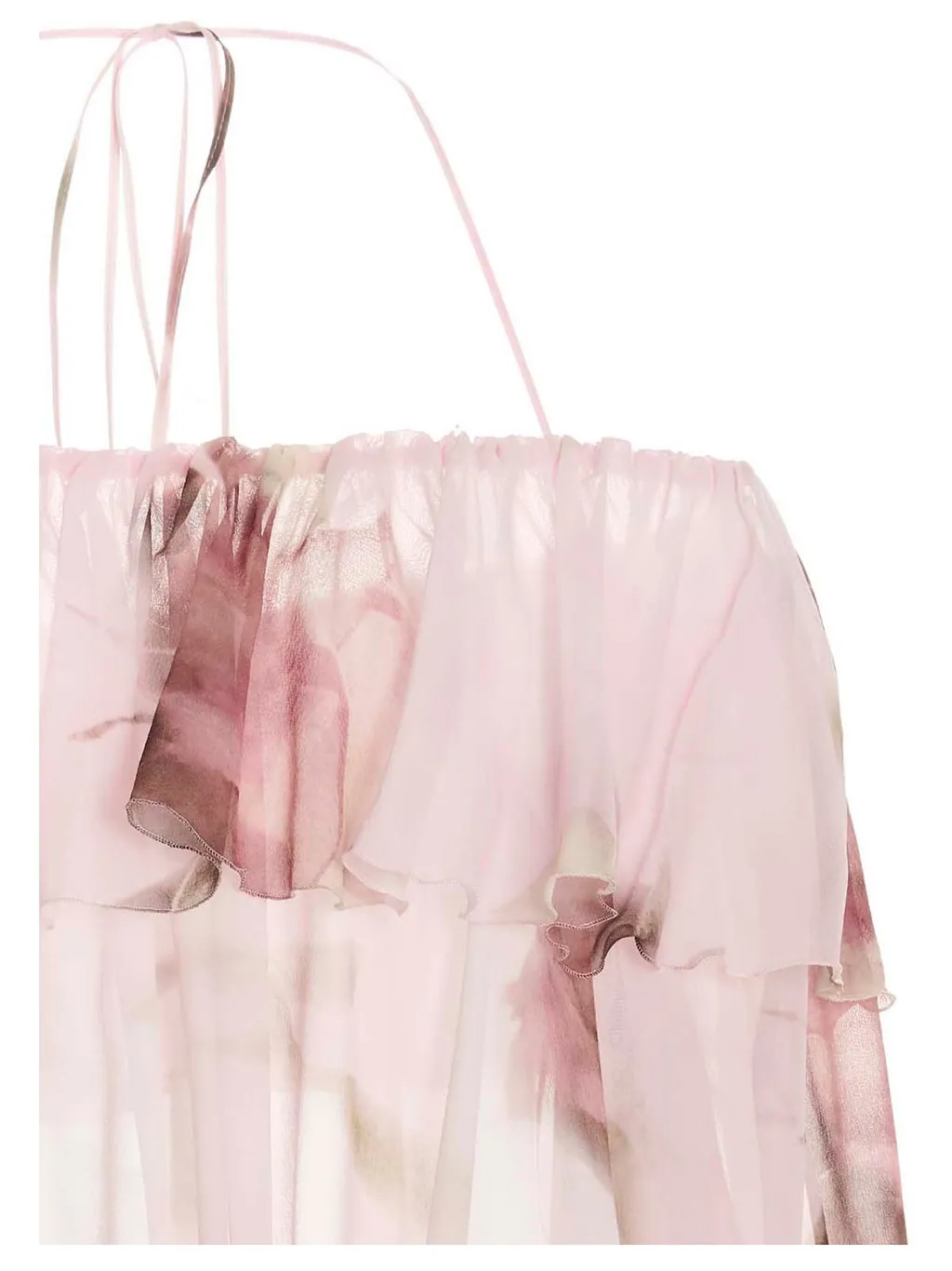 Floral Print Off-Shoulder Ruffled Top