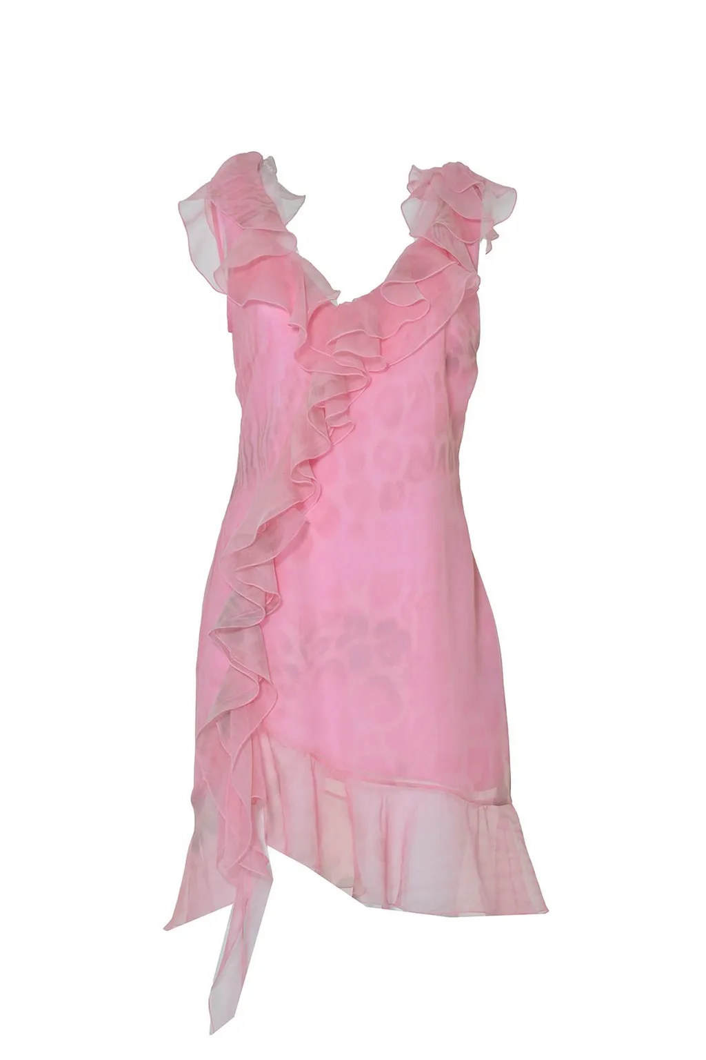 Ruffle Detailed Asymmetric Mini Dress
