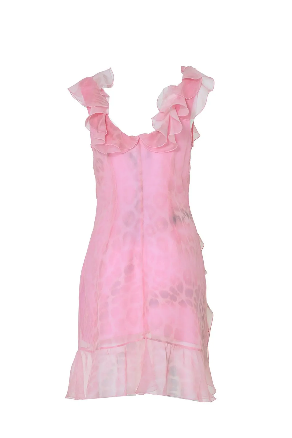 Ruffle Detailed Asymmetric Mini Dress