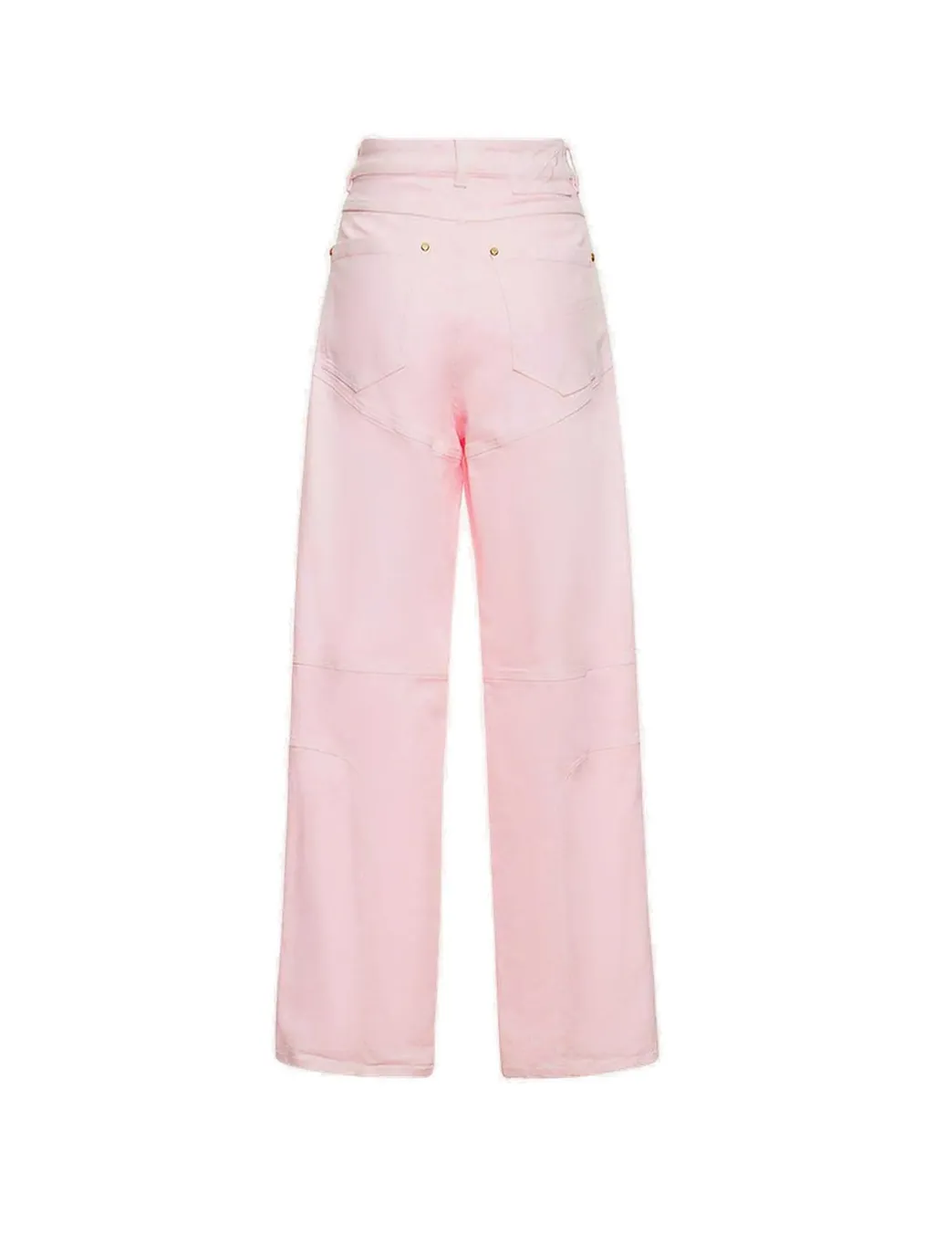 High Waist Ribbed-Knee Detailed Jeans