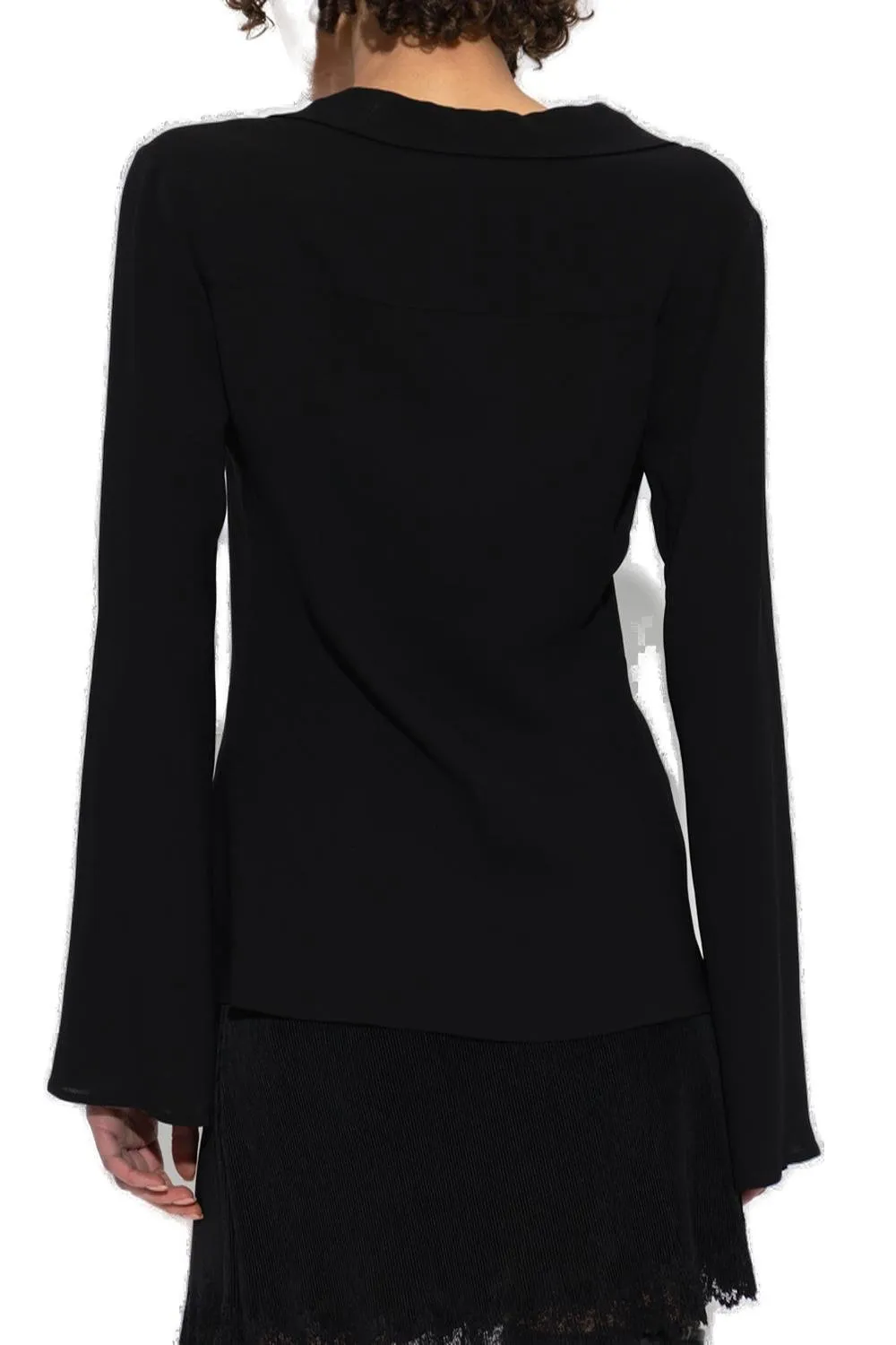 Flared Sleeve Buckled Top