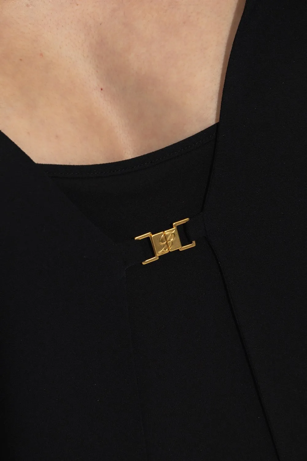 Flared Sleeve Buckled Top