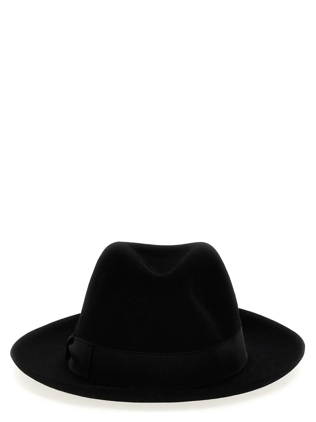 Ribbon-Trimmed Wide-Brim Fedora Hat