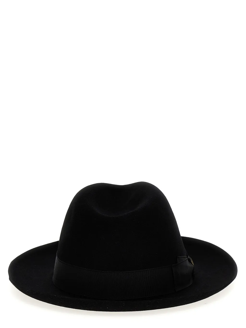 Ribbon-Trimmed Wide-Brim Fedora Hat
