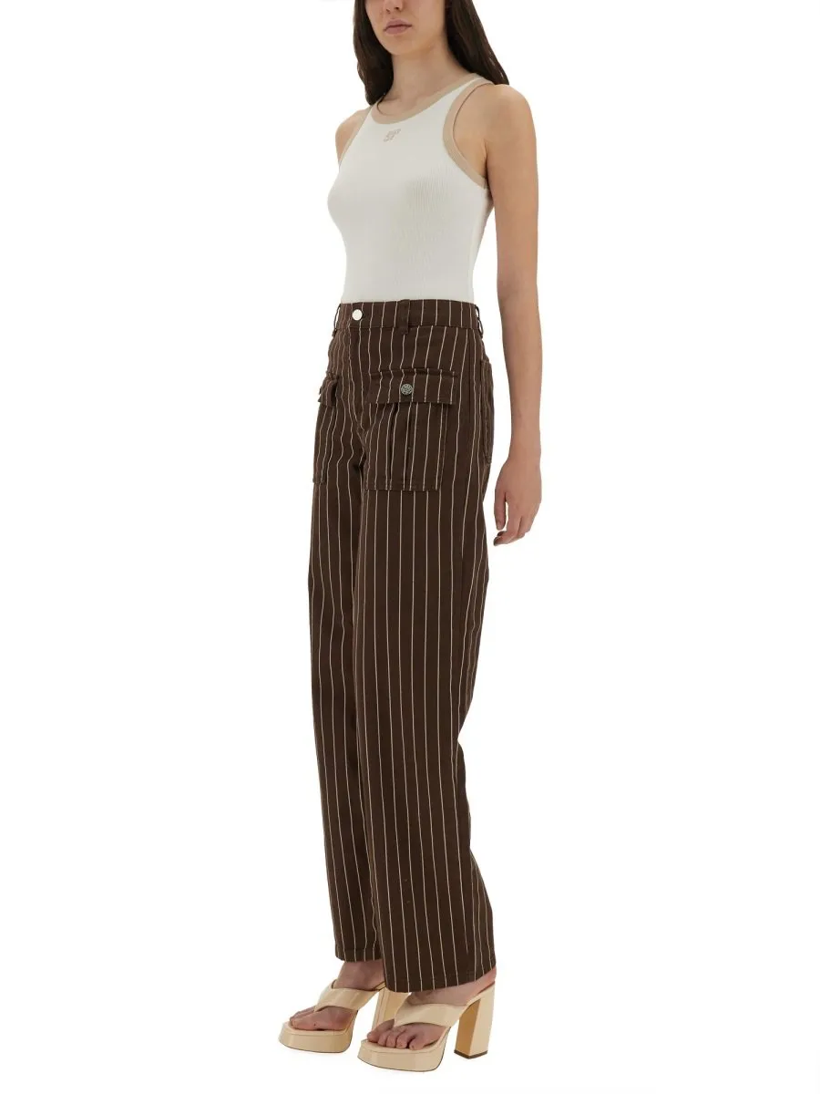 Pinstripe Wide Leg Jeans