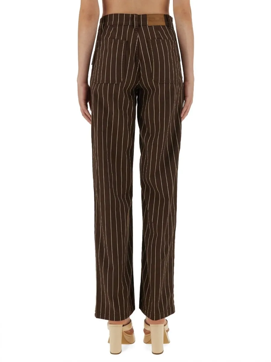 Pinstripe Wide Leg Jeans