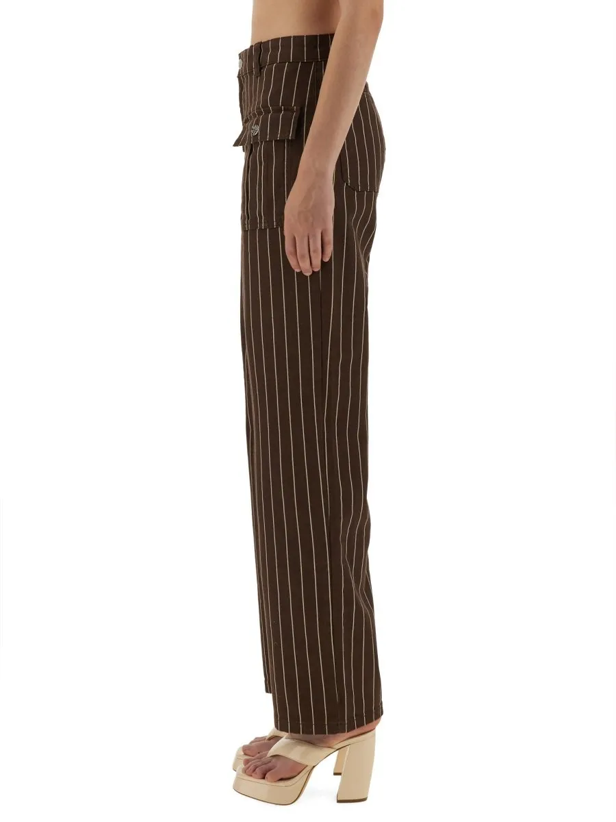 Pinstripe Wide Leg Jeans