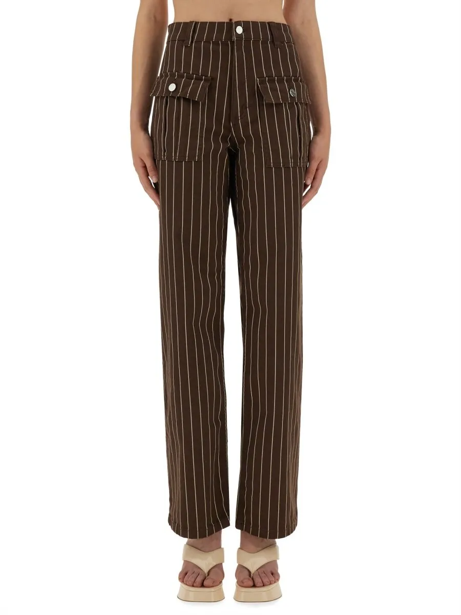 Pinstripe Wide Leg Jeans