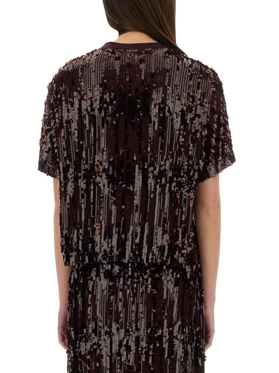 Sequin Short Sleeve Top