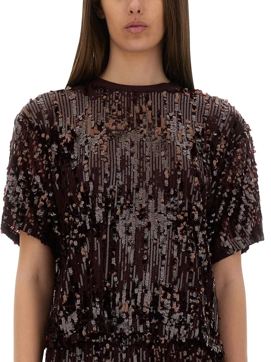 Sequin Short Sleeve Top