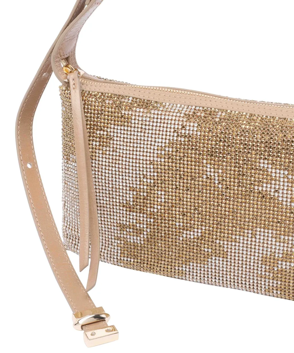 Zipped Embellished Shoulder Bag