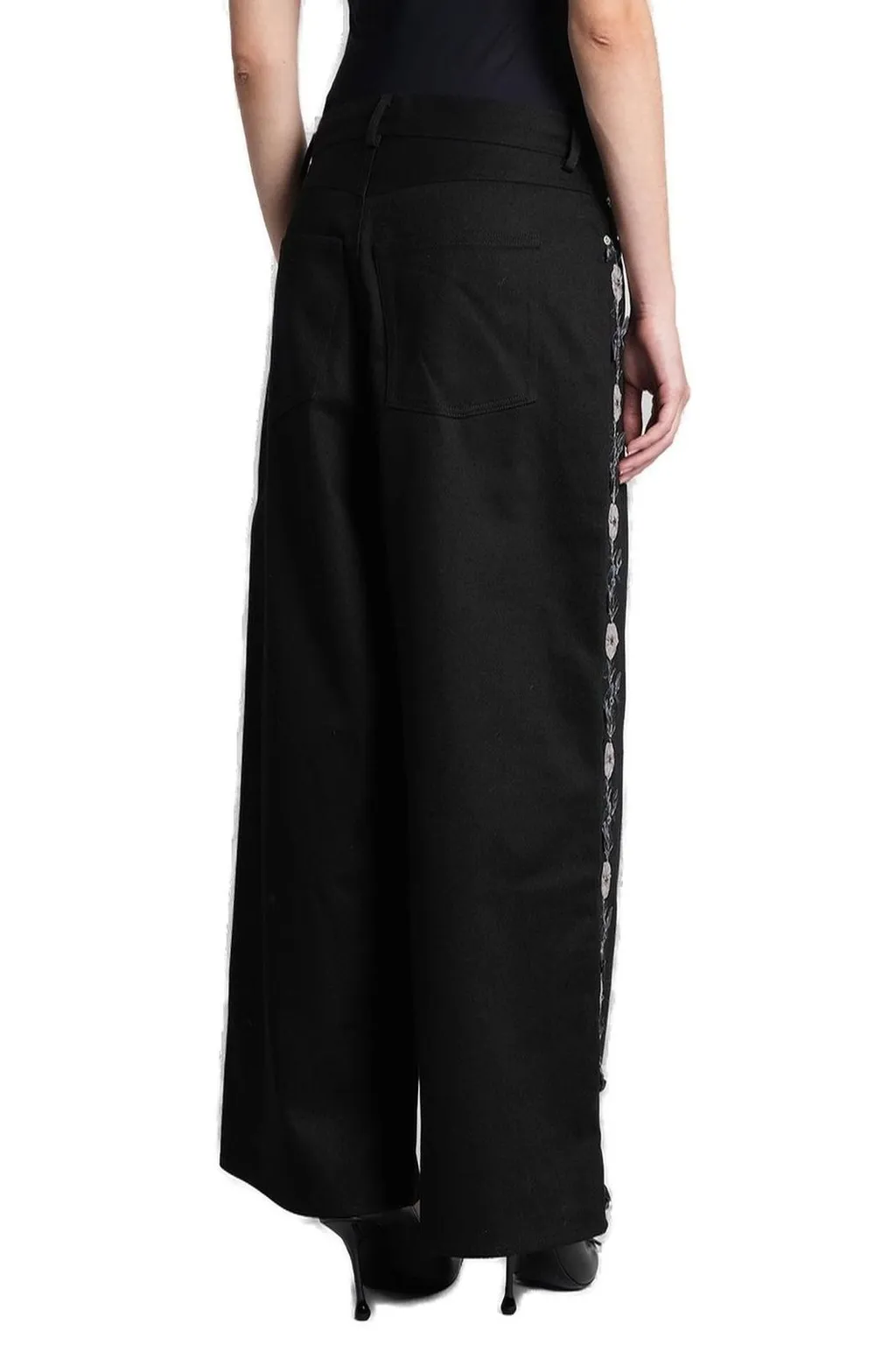 Embroidered Wide-Legged Pants