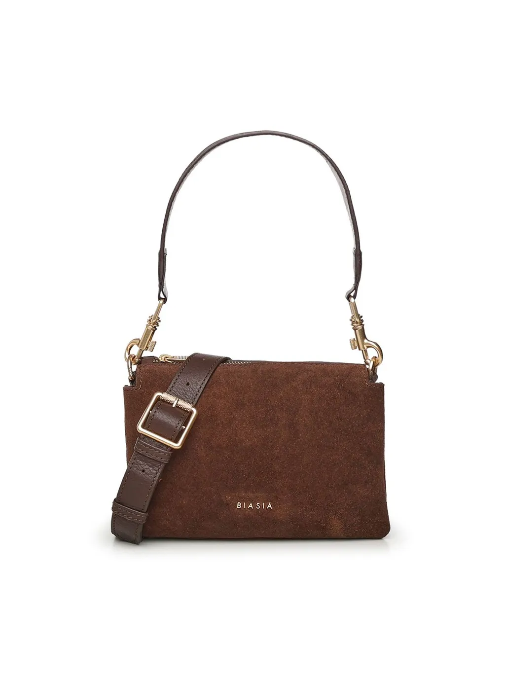 Suede Zip Shoulder Bag