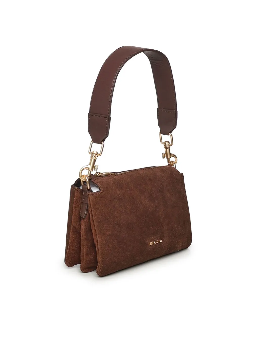 Suede Zip Shoulder Bag