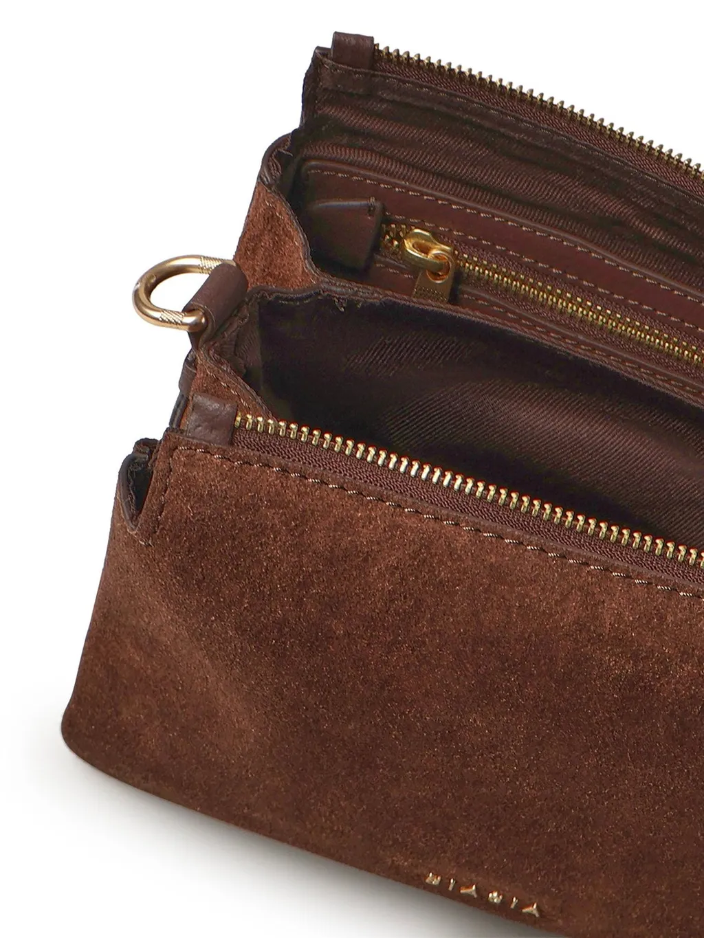 Suede Zip Shoulder Bag