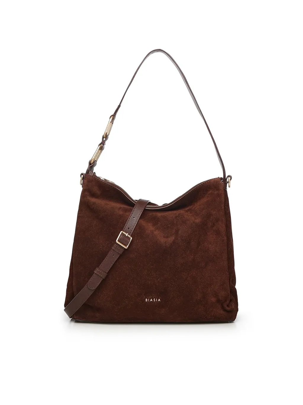 Suede Zip Shoulder Bag