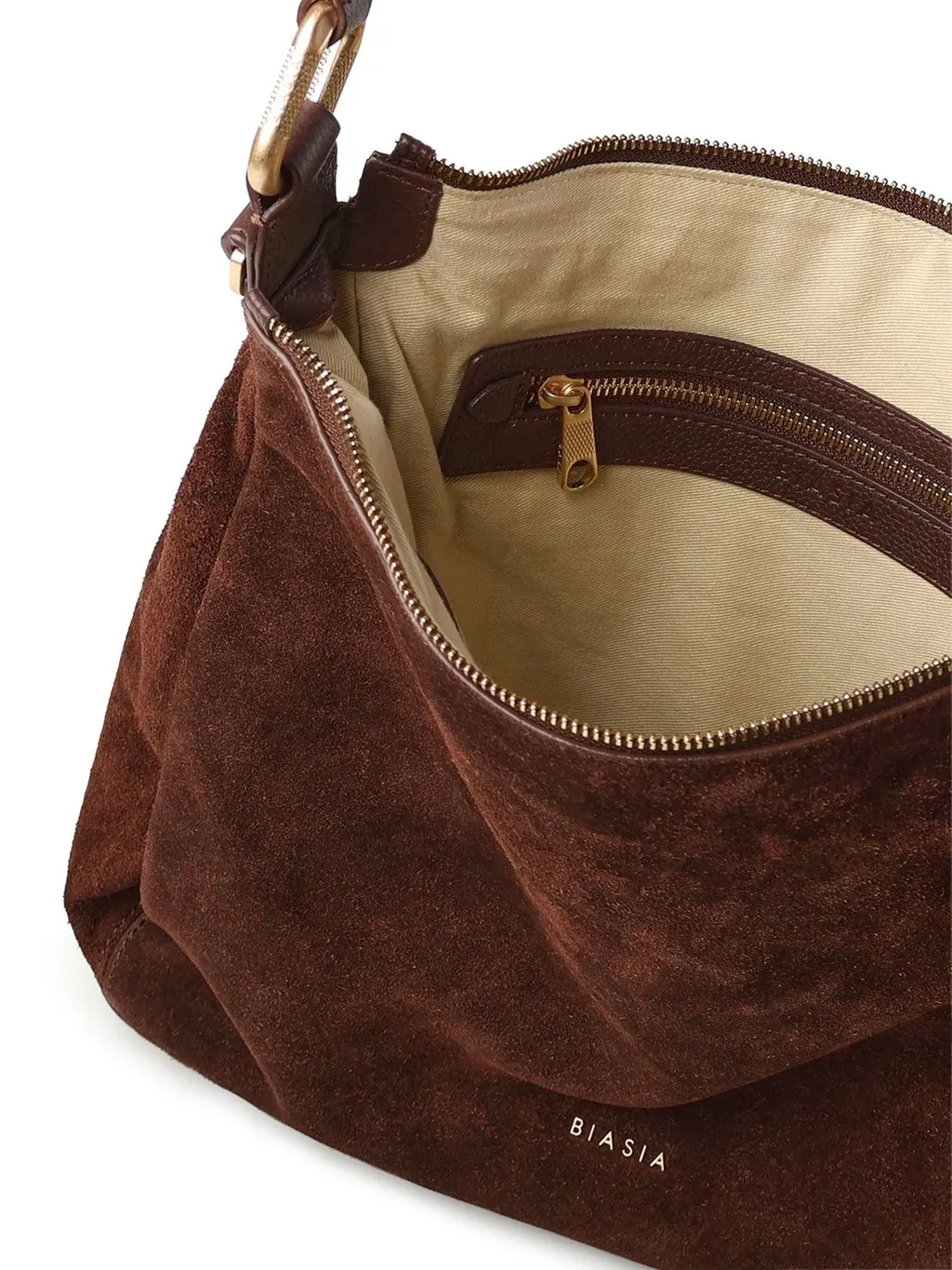 Suede Zip Shoulder Bag