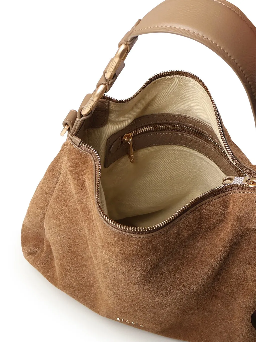 Suede Zip Shoulder Bag