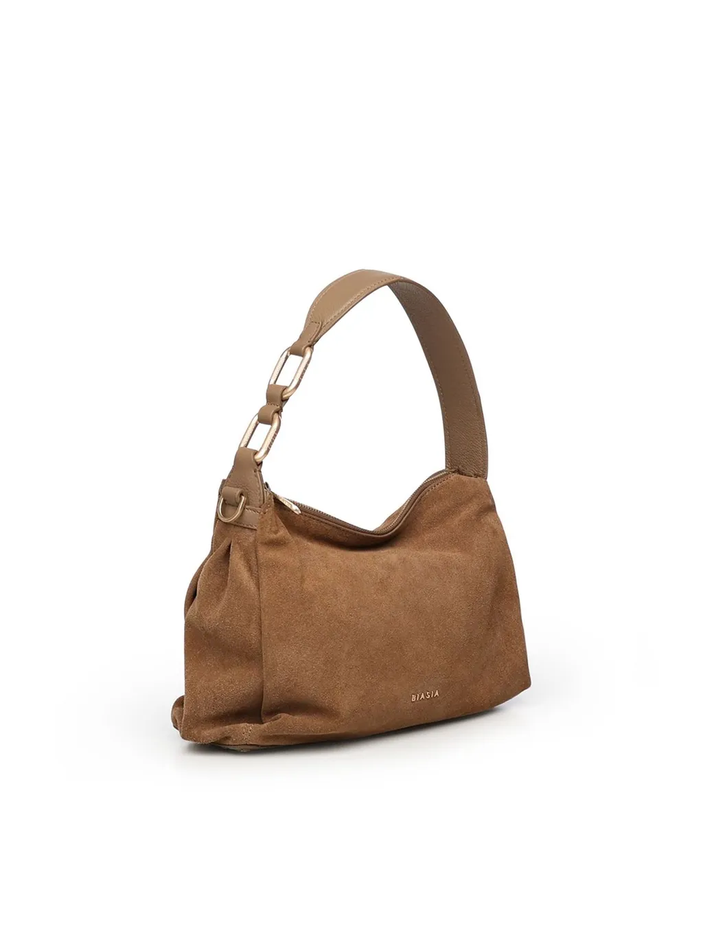 Suede Zip Shoulder Bag