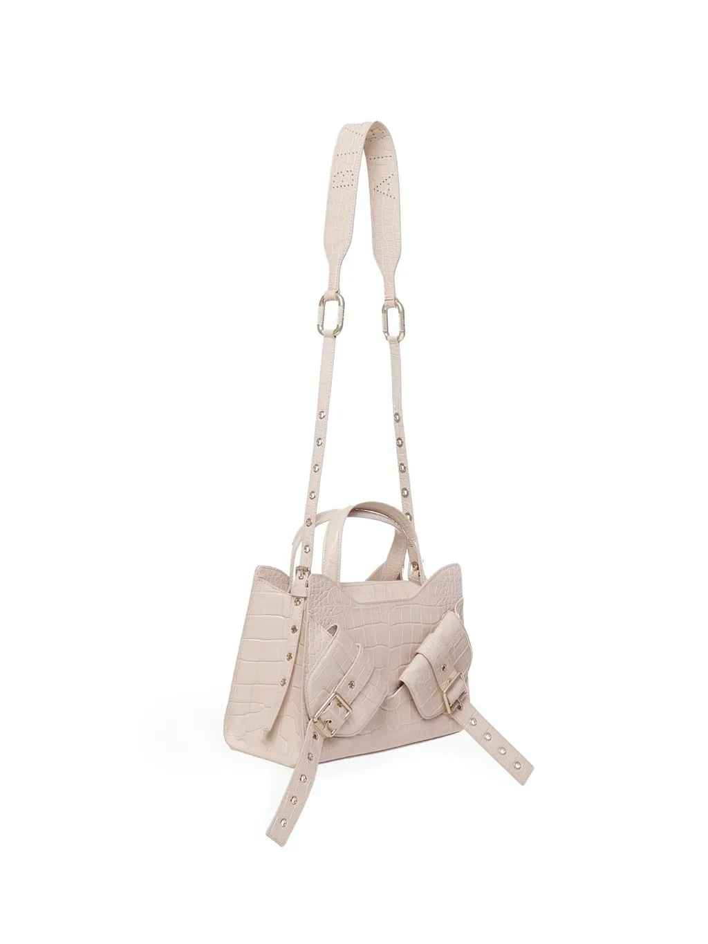Crocodile-Effect Shoulder Bag