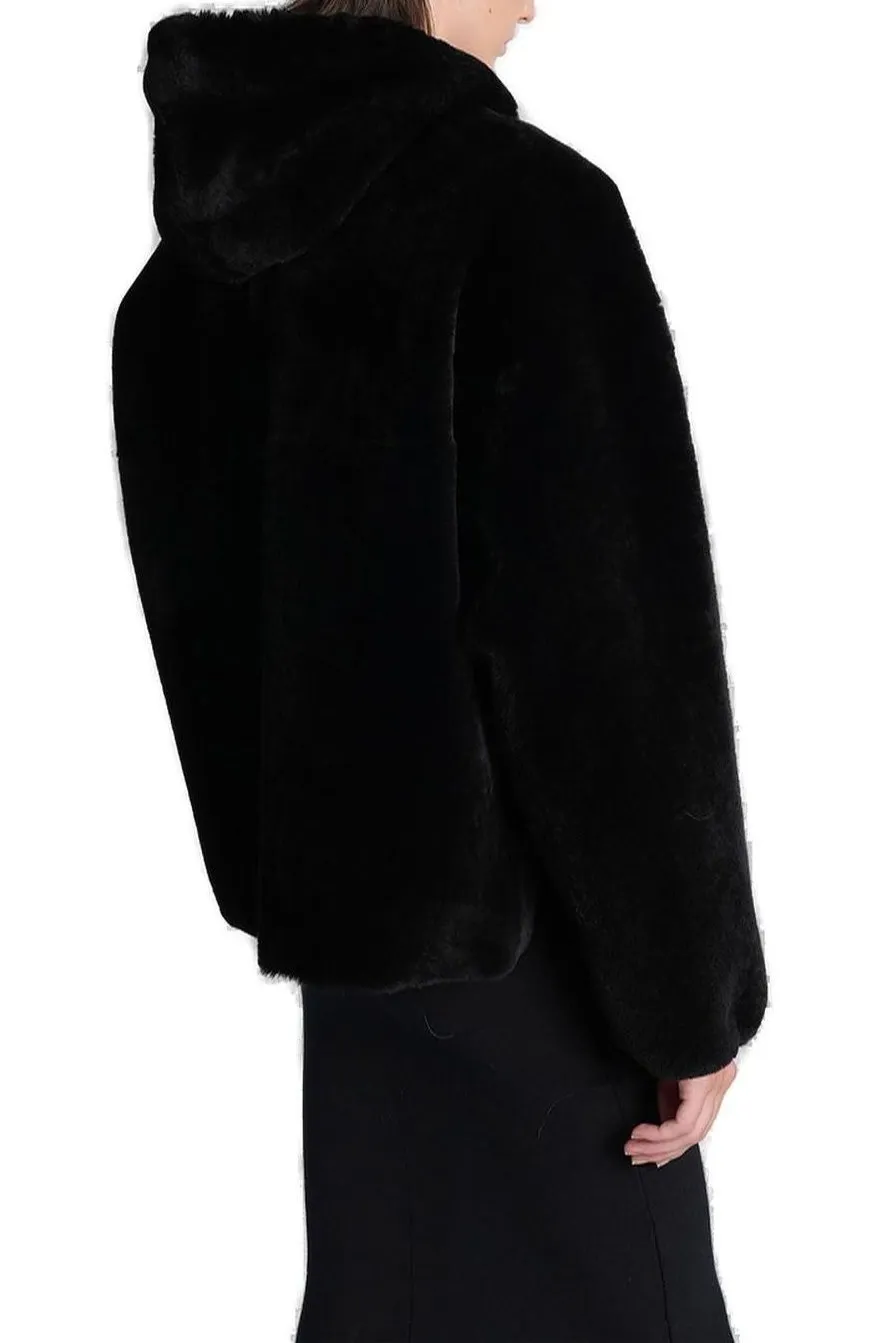Hooded Reversible Zipped Fur Jacket